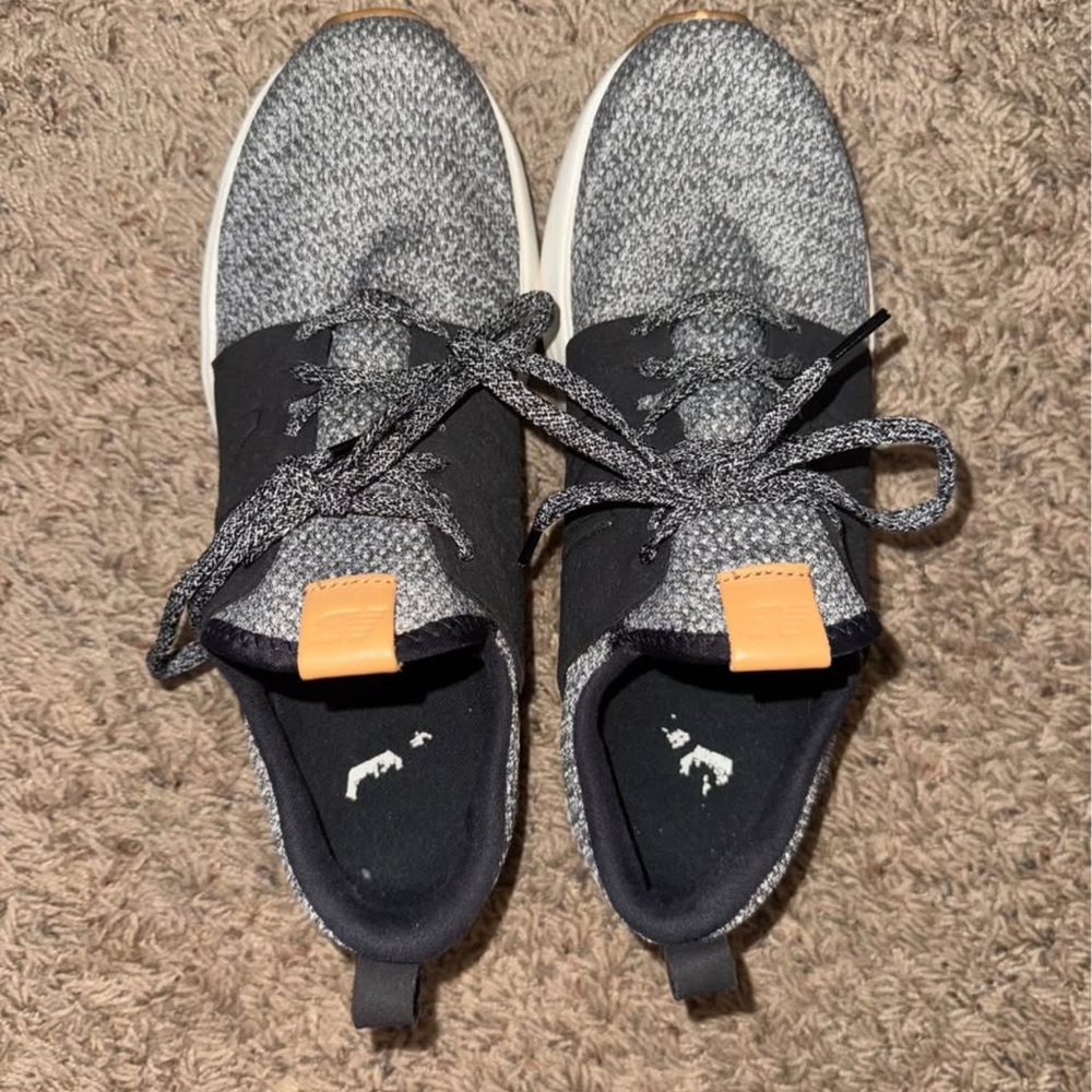 New Balance Kids' Black and Gray Sneakers with Orange Accents